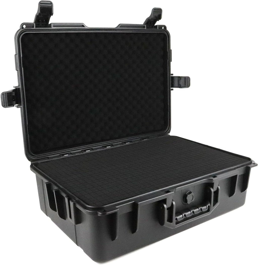 Carrying Hard Case with Pre Grid line Cube Sheet Foam for Drone,Camera Accessories, Electronics, and Gear,Shockproof,Waterproof,Black,Large,18.4x 12.6 x 6.3 inch
