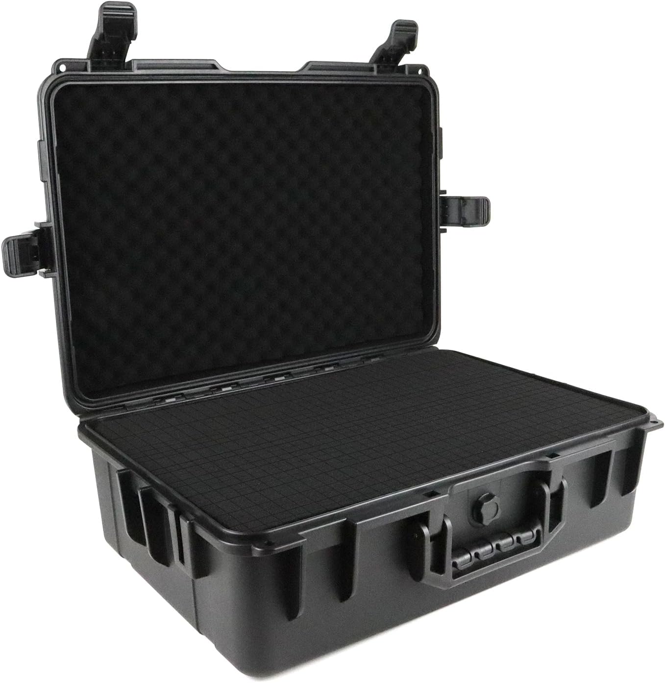 Carrying Hard Case with Pre Grid line Cube Sheet Foam for Drone,Camera Accessories, Electronics, and Gear,Shockproof,Waterproof,Black,Large,18.4x 12.6 x 6.3 inch