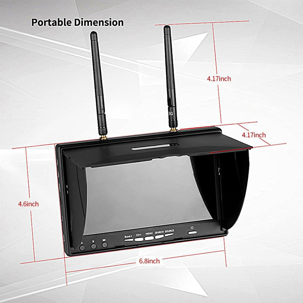 SoloGood 5.8Ghz 7Inch FPV Monitor with DVR 40Channels 800 x 480 LCD Monitor/Display Screen Receiver Monitor Built in Battery for FPV Drone Quadcopter RC Car¡­
