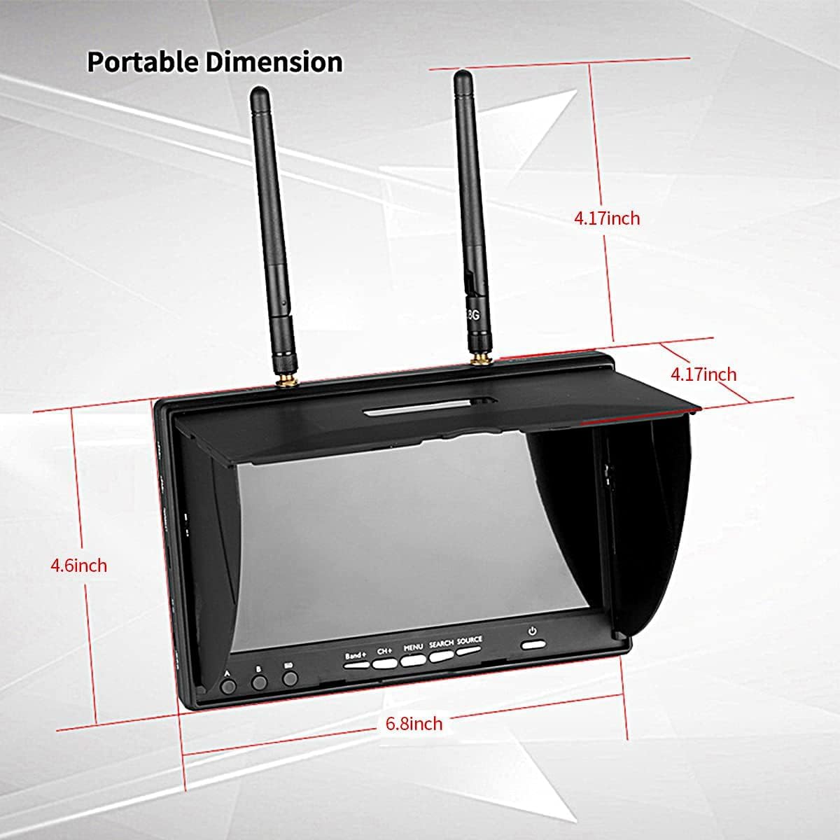 SoloGood 5.8Ghz 7Inch FPV Monitor with DVR 40Channels 800 x 480 LCD Monitor/Display Screen Receiver Monitor Built in Battery for FPV Drone Quadcopter RC Car¡­