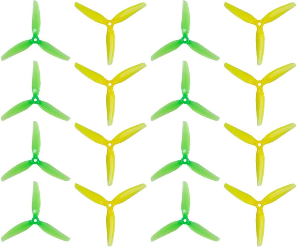 16pcs Fpv Drone Props Propeller: HQProp Ethix S4 Prop Lemon Lime 5x3.7x3 Tri-Blade 5 Inch Props for 4S 6S FPV Freestyle Racing,8xCW 8xCCW