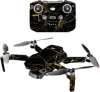 MightySkins Compatible with DJI Mini 2 Portable Drone - Black Gold Marble | Protective, Durable, and Unique Vinyl Decal wrap Cover | Easy to Apply and Change Styles | Made in The USA
