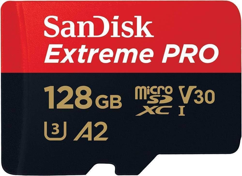 SanDisk microSDXC 128GB Extreme PRO Memory Card with Adapter Works with DJI Mini 4 Pro Action Drone (SDSQXCD-128G-GN6MA) A2 UHS-I U3 4k Bundle with 1 Everything But Stromboli MicroSD & SD Card Reader