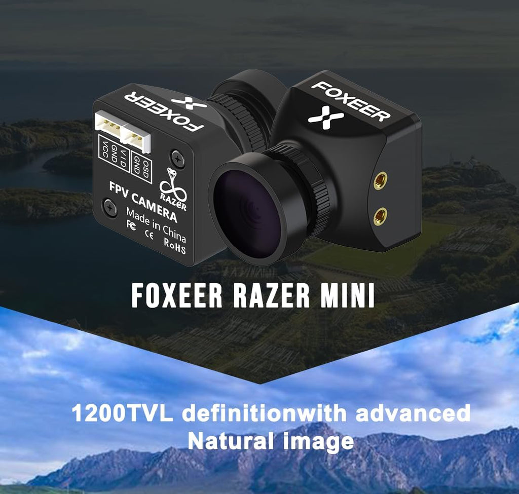 FOXEER FPV Camera Razer Mini V3 1200TVL 1/3 CMOS Sensor 2.1mm Lens 4:3 PAL/NTSC Switchable OSD Board Support Ultra Light Nano FPV Camera for RC FPV Racing Drone
