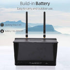 5.8Ghz FPV Receiver Monitor 7 Inch, Dual Diversity Receiver with 40 Channels Auto-Scan, 800x480 Resolution 600cd/m2 Brightness LCD Screen for FPV Drone Racing and Outdoor Monitoring