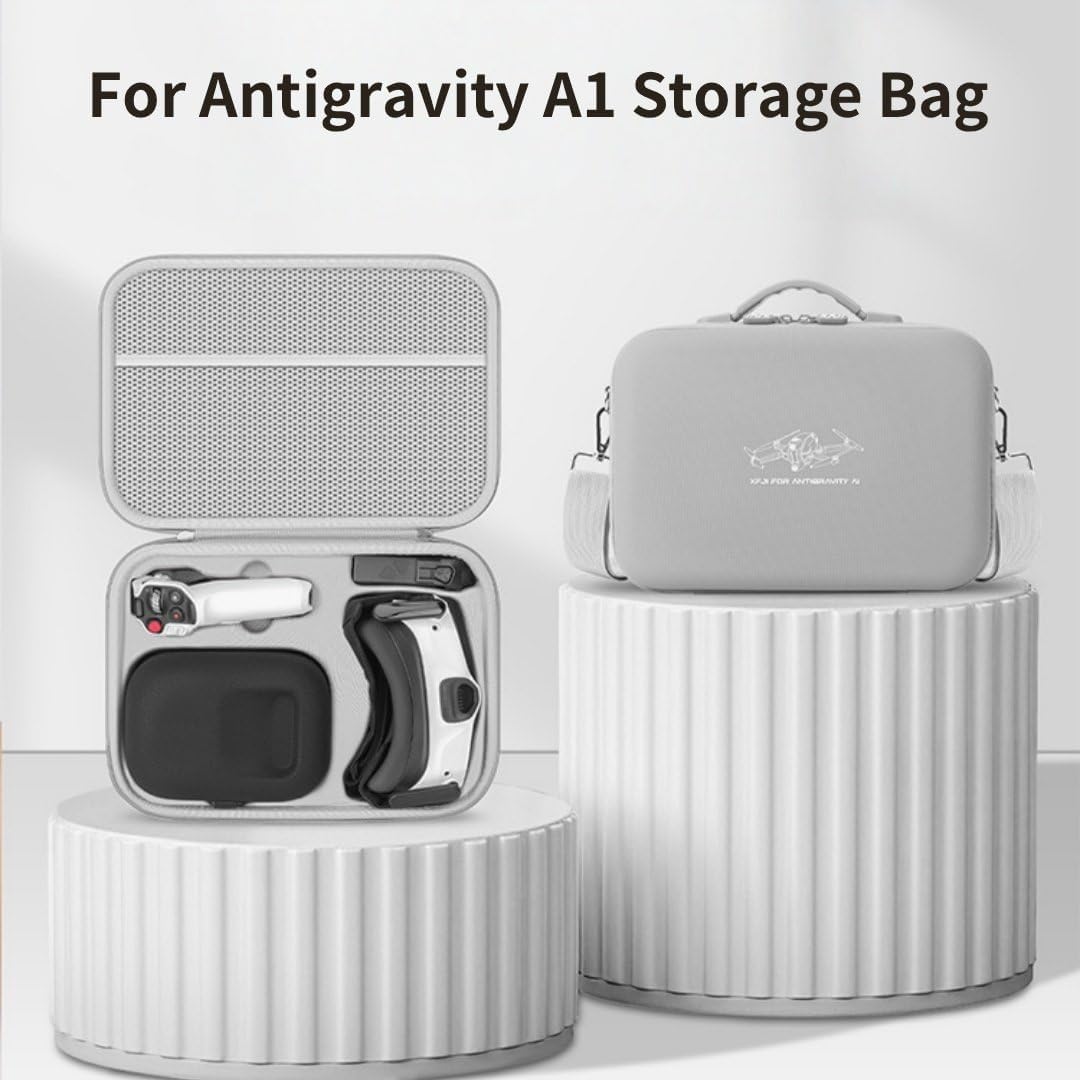 Hard Case for Antigravity A1, Waterproof PU Large Capacity Storage Shoulder Bag Travel Carrying Case for Antigravity Vision Goggles, Grip Controller and Drone Accessories (Standard Bundle)