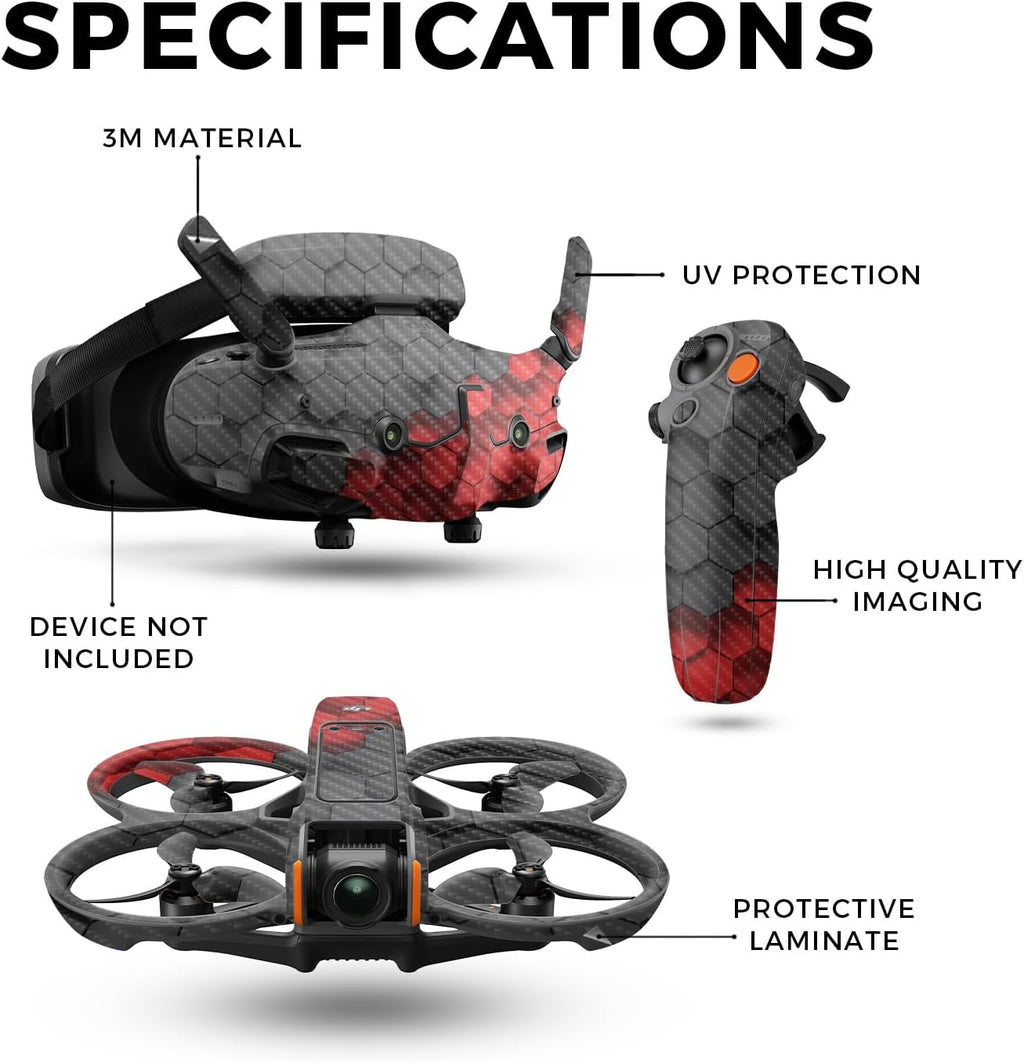 Carbon Fiber Drone Skin Compatible with DJI Avata 2 Bundle (2024) - Two-Tone Hex - Premium 3M Vinyl Protective Wrap Decal Cover - Easy to Apply | Crafted in The USA by MightySkins