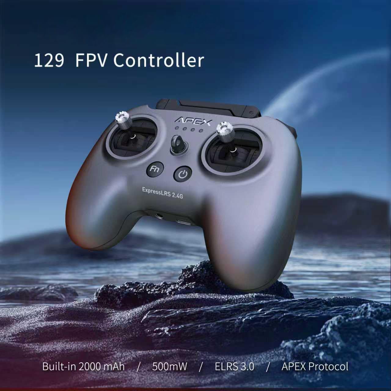 APEX RC Radio Transmitter £¬FPV Controller with VR70 and ELRS 2.4G V3-V3.3,Supports FPV Simulators,No dongle Required,Suitable for FPV Beginners,Built-in HF Head with 500mW,2000 mAh,G-129