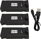 Fytoo 3PCS 3.7V 1000mAh Lipo Battery with 1PCS USB Charging Cable for E88 E88MAX E99 E99MAX BD101 P15PRO P8 A13 A15 K10MAX RC Drone Battery Aerial Photography Quadcopter