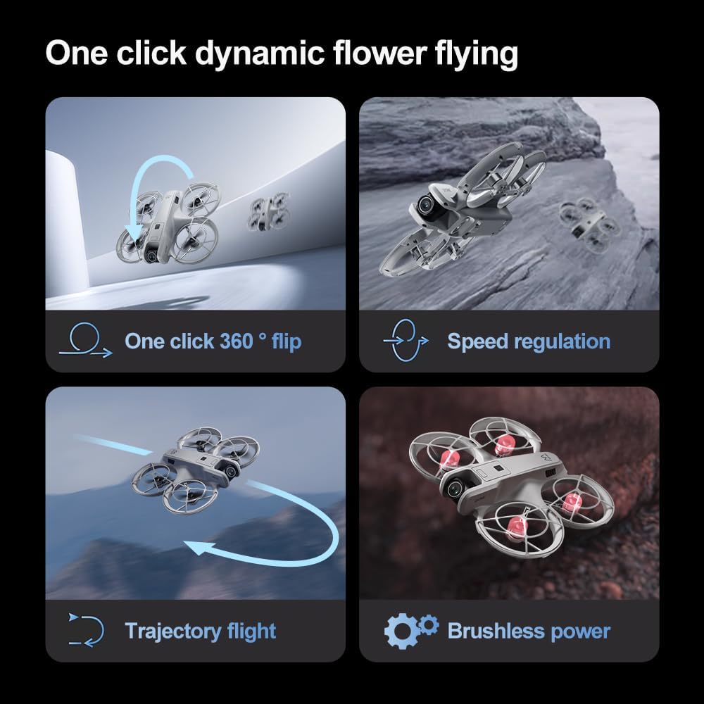 Drone with HD Camera for Adult Beginners, Brushless Motor, One Key Take Off/Land, Optical Flow Positioning, Gesture Photo Video RC Quadcopter with 2 Battery Drones Gift for Adults, Beginners