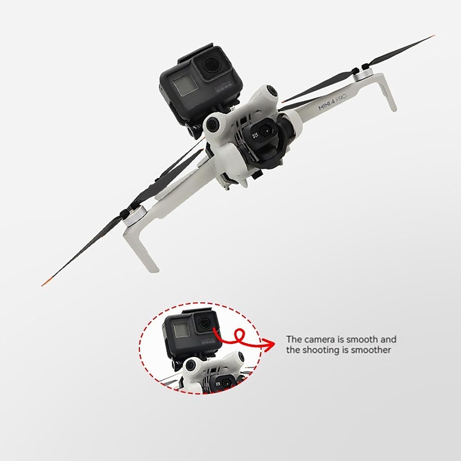 Action Camera Mount Holder, Drone Gimbal Extension Mount Bracket with 1/4 Screw Adapter for DJI Mini 4 Pro/Mini 3/Mini 3 Pro