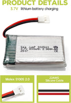 sea jump 6PCS 3.7V 800mAh 25C Lipo Battery with Molex Plug and 6in1 Charger Compatible with WLtoys SYMA Most Drone Quadcopters, Aerial Drones, Gliders, Robot Batteries