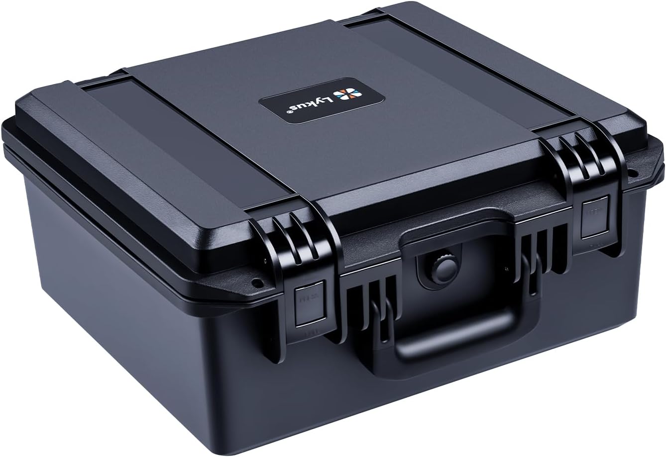Lykus HC-3520 Waterproof Hard Case with Customizable Foam Insert, Interior Size 13.78x11.81x6.5 inch, Suitable for camera, lens, drone, mic, flashlight, projector, electronics, tools, and more