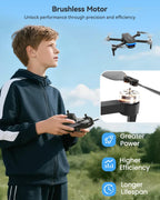 SIMREX Drone with Camera for Adults 4K, Brushless Motor Drones for Kids Beginners, FPV Foldable, Optical Flow & Altitude Hold, WiFi Live Video, Gesture/Voice Controlt,Toys Gifts for Teen Boys (Black)