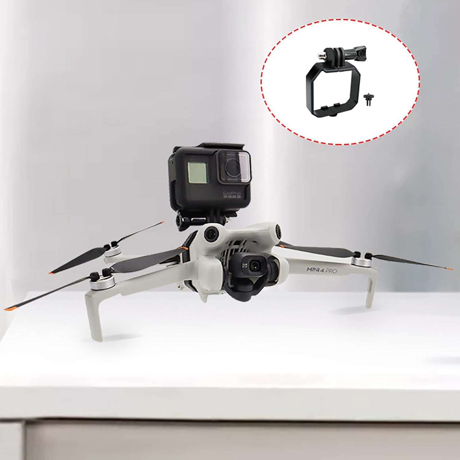 Action Camera Mount Holder, Drone Gimbal Extension Mount Bracket with 1/4 Screw Adapter for DJI Mini 4 Pro/Mini 3/Mini 3 Pro