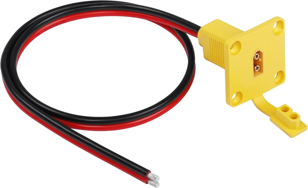 CERRXIAN 2FT 12AWG XT60 Male Bare Wire with Mount Panel, XT60 Male Plug with Mout Panel to Open Bare Wire for RC Lipo Battery FPV Drone