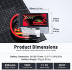 Zeee Premium Series 3S Lipo Battery 650mAh 11.1V 100C with XT30 Plug for FPV Racing Drone Quadcopter Helicopter Airplane RC Boat RC Car RC Models(2 Pack)
