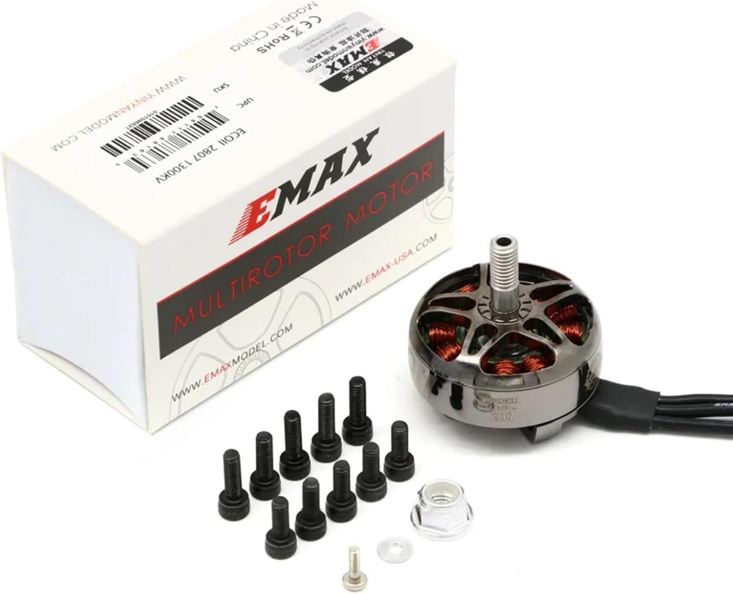 4pcs EMAX ECOII Series ECO II 2807 6S 1300KV 5S 1500KV 4S 1700KV Brushless Motor for RC FPV Racing RC Drone Racing Quadcopter Spare Parts RC Parts (1300, Kilovolts)
