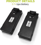 sea jump 2PCS 3.7V 1000mAh Lipo Battery Suitable for E88 E88MAX E99 E99MAX BD101 P15PRO P8 A13 A15 K10MAX RC Drone, Aerial Quadcopters High-Capacity Battery Spare Parts