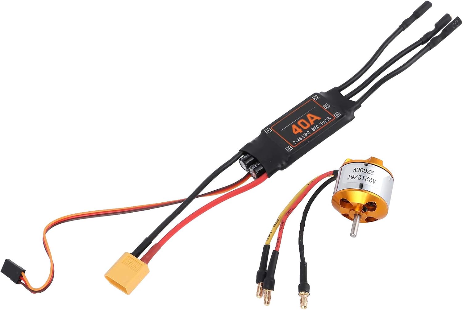 RC Brushless Motor ESC Combo Set, 2212 KV2200 RC Brushless Motor 40A ESC for RC Drone Helicopter FPV