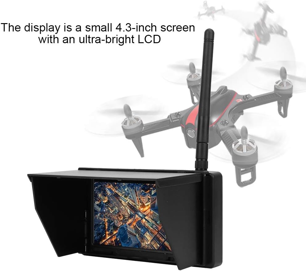 FPV Monitor, 5.8G 48-Channel 4.3 inch LCD Display/Monitor Receiver Monitor for RC FPV Drone Quadcopter with Receiver Built-in Battery