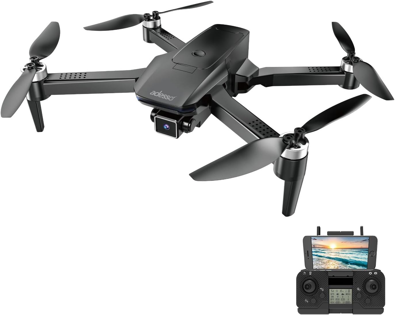 Adesso CyberDrone X3 2K FPV Camera Drone GPS WiFi 300 Meter Range Dual Control Lightweight Quadcopter with Gimbal and Remote