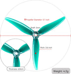 16pcs Fpv Drone Props Propeller: Gemfan 51466 V2 Hurricane MCK Tri-Blade 5 Inch Props for 4S 6S FPV Freestyle Racing, 8xCW 8xCCW