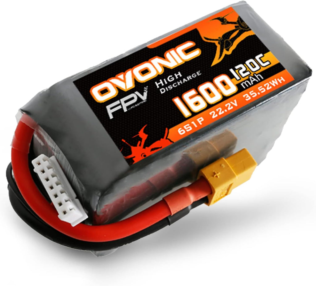OVONIC 6s Lipo Battery 120C 1600mAh 22.2V Lipo Battery with XT60 Connector for RC FPV Racing Drone Quadcopter