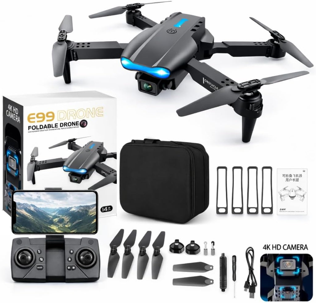 Mini E99 Pro RC Drone with Dual Camera, WiFi FPV, Foldable Design, Brushless Motor, Remote Control, 1 Rechargeable Batteries ¨C Electronic Camera Drone