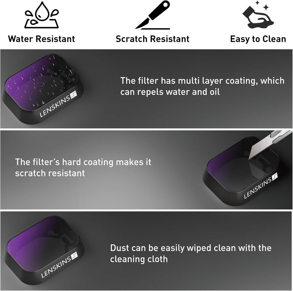 ND Filter Set for DJI Mini 3 / Mini 3 Pro Drone, 4 Pack PL ND8 ND16 ND32 Neutral Density Filter, Multi Coated HD Optical Glass with Aluminum Alloy Frame