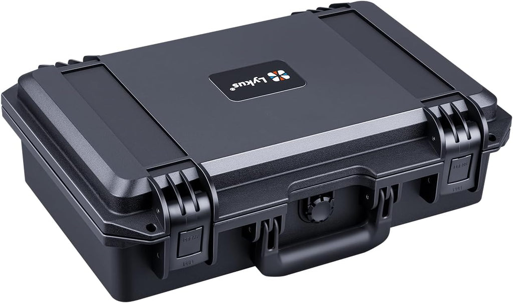 Lykus HC-3910 Waterproof Hard Case with Customizable Foam Insert, Interior Size 15.31x8.94x4.53 in, Suitable for camera, lens, drone, mic, flashlight, telescope, action cam, electronics,tools,and more