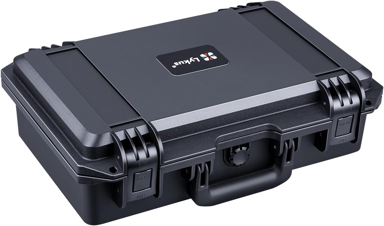 Lykus HC-3910 Waterproof Hard Case with Customizable Foam Insert, Interior Size 15.31x8.94x4.53 in, Suitable for camera, lens, drone, mic, flashlight, telescope, action cam, electronics,tools,and more