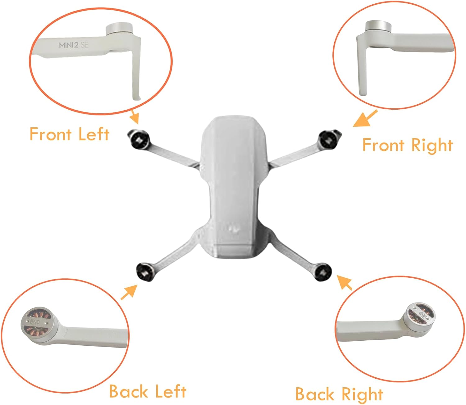 Mavic Mini 2 SE Spare Parts Drone Motor Arm Assembly Replacements for DJI Mini 2 SE Rear Left