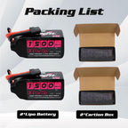 CNHL 1500mAh 130C 4S Lipo Battery 14.8V with XT60 Plug for FPV Drone Racing RC Quadcopter Helicopter Airplane Boat Car(2 Packs)