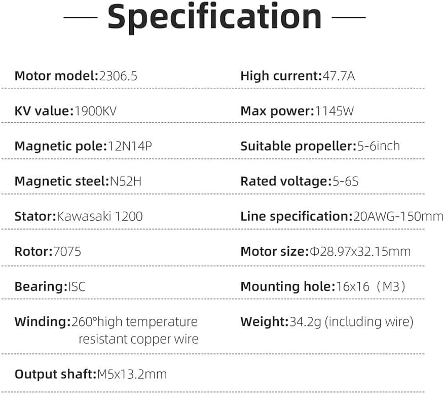 HGLRC Specter 2306.5 1900KV 5S 6S 1PCS Brushless Motor for DIY FPV RC Racing Drone Quadcopter