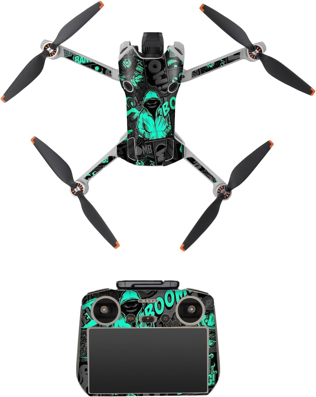 Skin Stickers Compatible with DJI Mini 4 Pro, Waterproof Sticker Decal Skin DIY Accessory for DJI Mini 4 Pro Drone and RC 2 Controller (E)