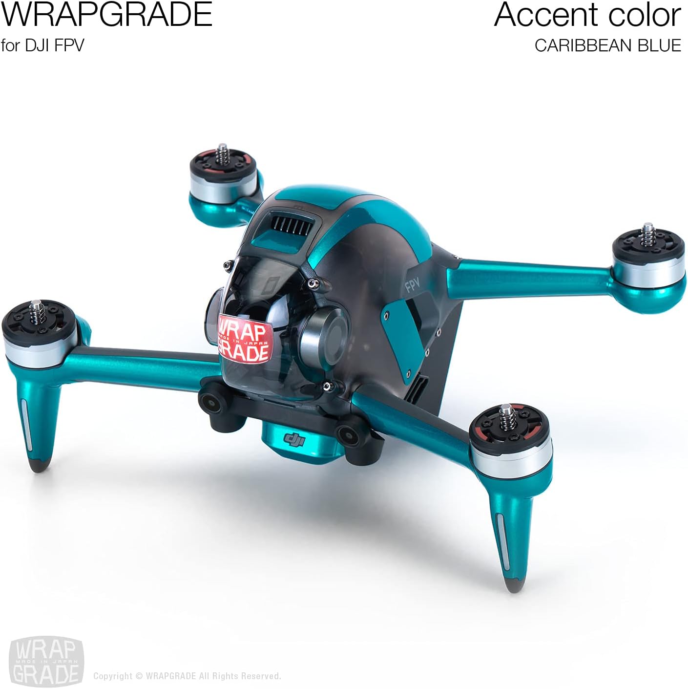WRAPGRADE Skin Compatible with DJI FPV | Accent Color (Caribbean Blue)