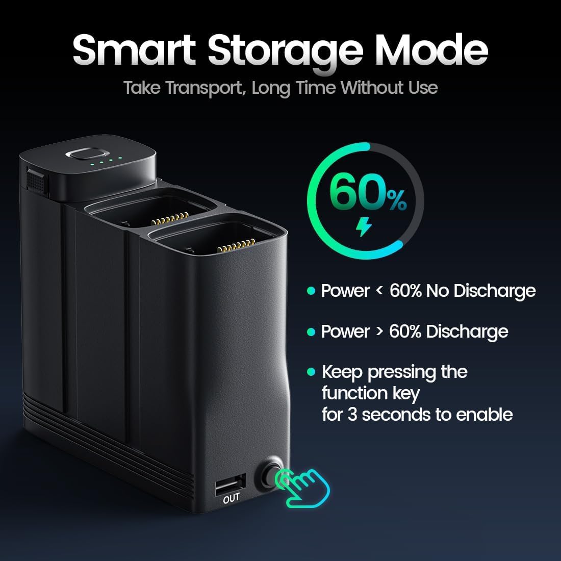 Holy Stone Battery Charging Station Compatible with HS900 HS900Pro Drone, 3-Slot Fast Charger with Storage & Power Bank Function, USB-C QC3.0 Charging Dock for HS900 Drone Batteries
