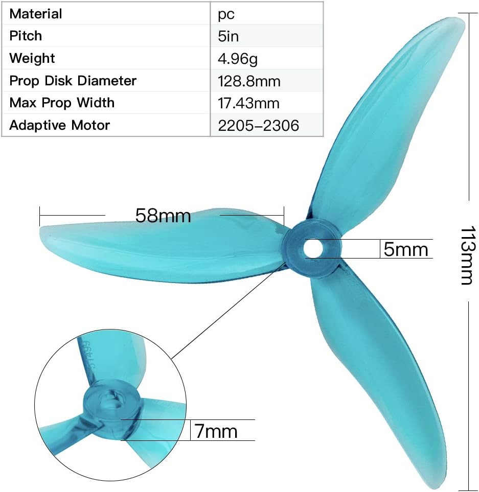 16pcs 3-Blade Props high-Speed Propellers Popo, 5inch 128mm CW CCW for Racing Frame FPV Drone 2205 2206 2306 2307 Brushless Motors,GEMFAN 51499£¨4 Colors£©