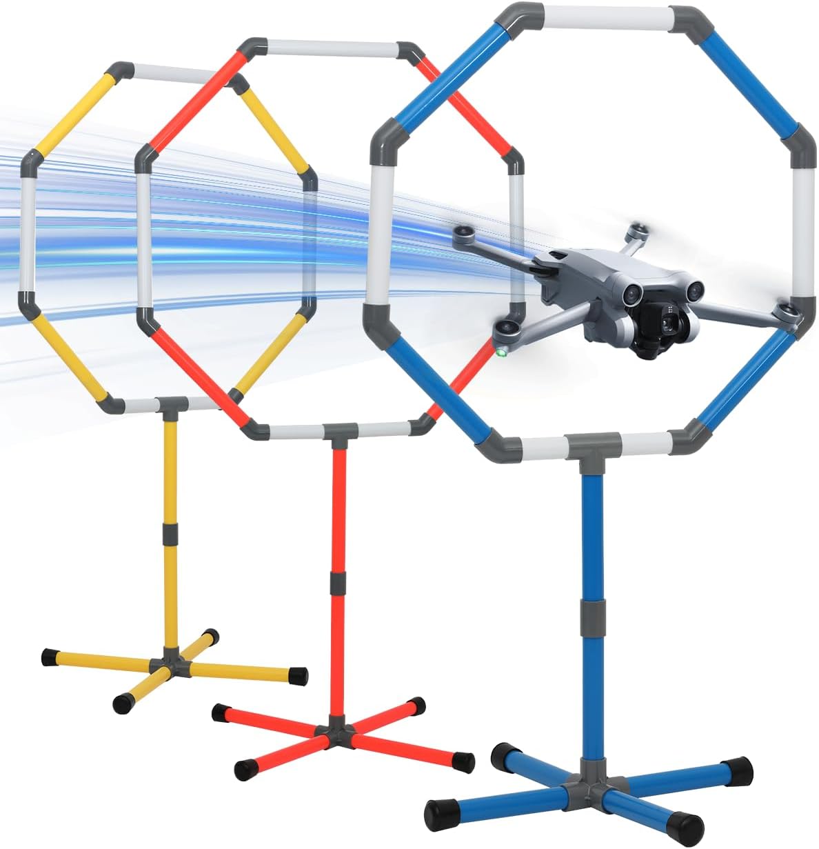 Drone Obstacle Course Kit, Includes 3 Different Hoop Sizes, Professional RC FPV Racing Training Set for Kids & Adults, Portable Game Loop Gate System with Separate Storage Bag