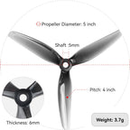 16pcs Fpv Drone Props Propeller: HQProp Ethix S5 Light Grey 5x4x3 Tri-Blade 5 Inch Props for 4S 6S FPV Freestyle Racing,8xCW 8xCCW