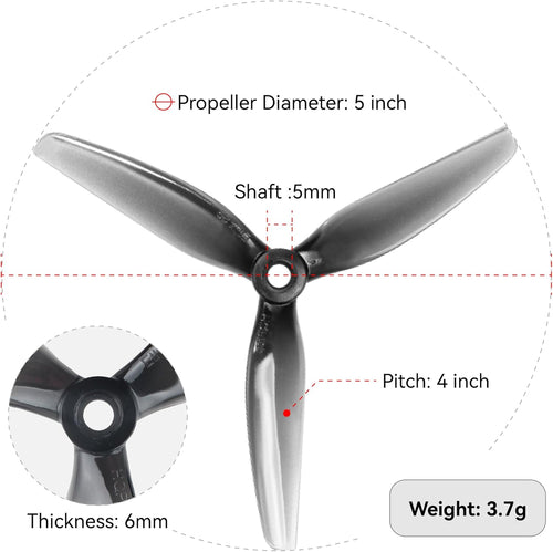 16pcs Fpv Drone Props Propeller: HQProp Ethix S5 Light Grey 5x4x3 Tri-Blade 5 Inch Props for 4S 6S FPV Freestyle Racing,8xCW 8xCCW