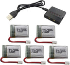 5PCS 3.7V 220mAh Batteries with 5 in 1 Charger for E010 GoolRC T36 NINHUI NH010 F36 JJRC H36 HS210