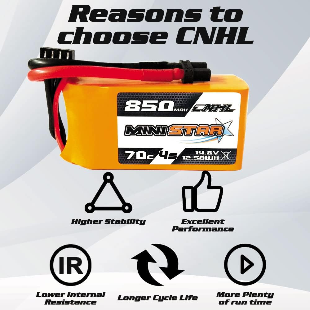 CNHL 4S Lipo Battery 850mAh 70C 14.8V lipo Battery with xt30u for RC Airplane Helicopter Quadcopter multirotor FPV Racing Drone(2pcs)