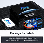 Zeee 3S Lipo Battery 5200mAh 11.1V 80C Hard Case RC Lipo with EC5 Connector for 1/5 1/8 1/10 RC Car Boat Truck Heli Airplane UAV Drone FPV Racing Models(2 Packs)