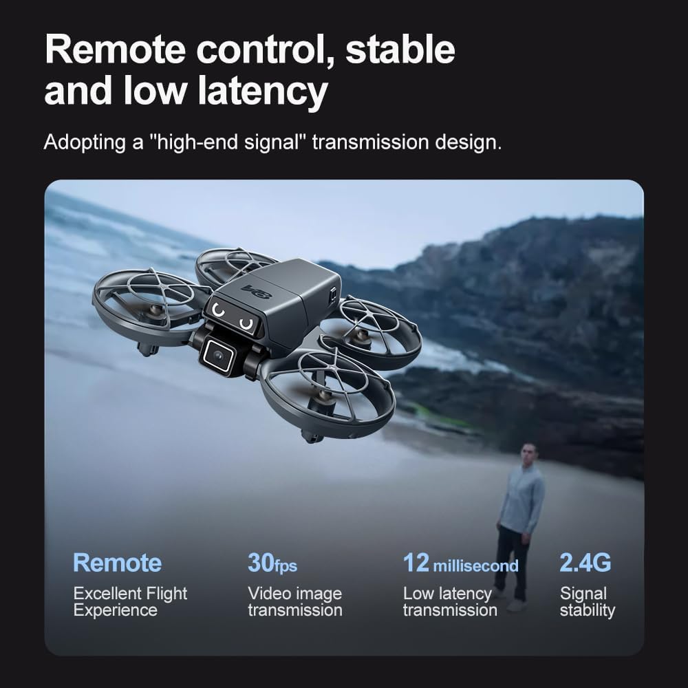 HD Camera Drone with 3 Batteries for Adults Beginners, Optical Flow Positioning Altitude Hold 360¡ã Flips, One Key Takeoff/Landing Headless Mode, V86 Mini RC Quadcopter for Outdoor Indoor Videos Drones