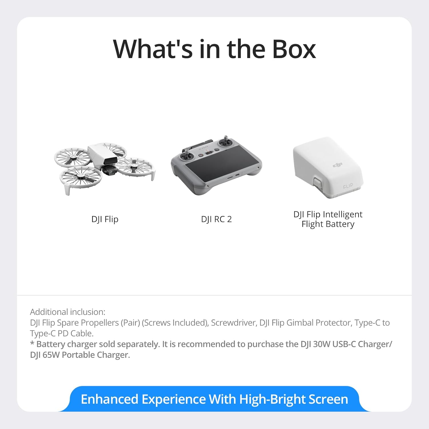 DJI Flip with RC 2 Screen Remote Controller, Follow Me Drone with 4K UHD Camera for Adults, Under 249g, 3-Axis Gimbal Stabilization, Palm Takeoff, 31-Min Flight Time Bundle with Deco Gear Accessories