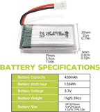 sea jump 6PCS 3.7V Lipo Battery 420mAh 25C with 6in1 Charger Molex Plug Compatible with Most RC Drone Quadcopters, Aerial Drones, Gliders, Robot Batteries