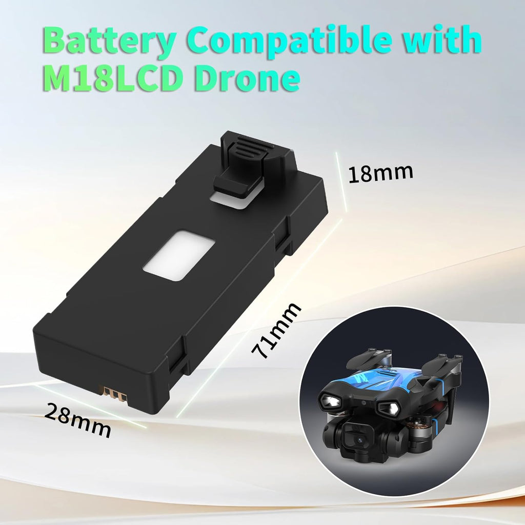 3.7V 1800mAh Lithium Polymer Battery with USB Charging Cable Replacement Power for M18LCD Drone