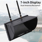 5.8Ghz FPV Receiver Monitor 7 Inch, Dual Diversity Receiver with 40 Channels Auto-Scan, 800x480 Resolution 600cd/m2 Brightness LCD Screen for FPV Drone Racing and Outdoor Monitoring
